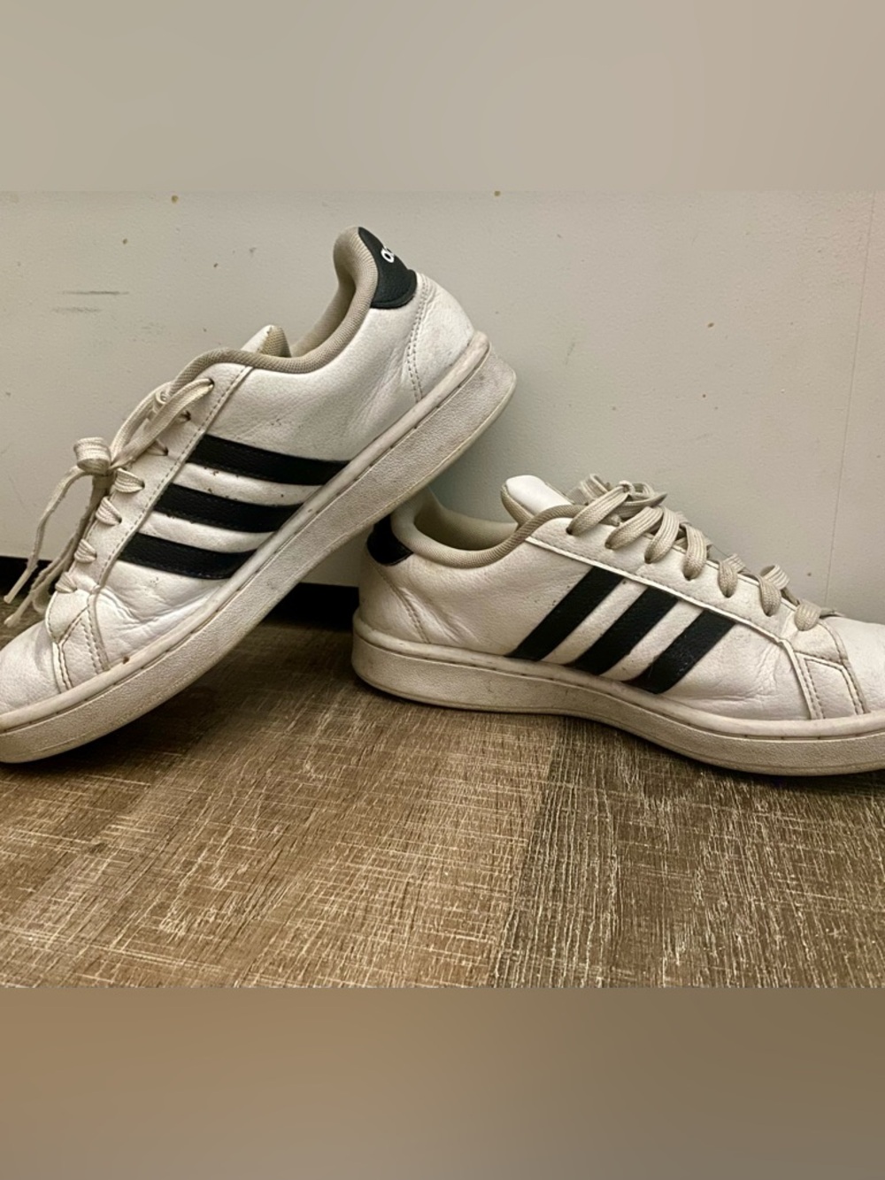 adidas White Sneakers with Black Three-Stripes